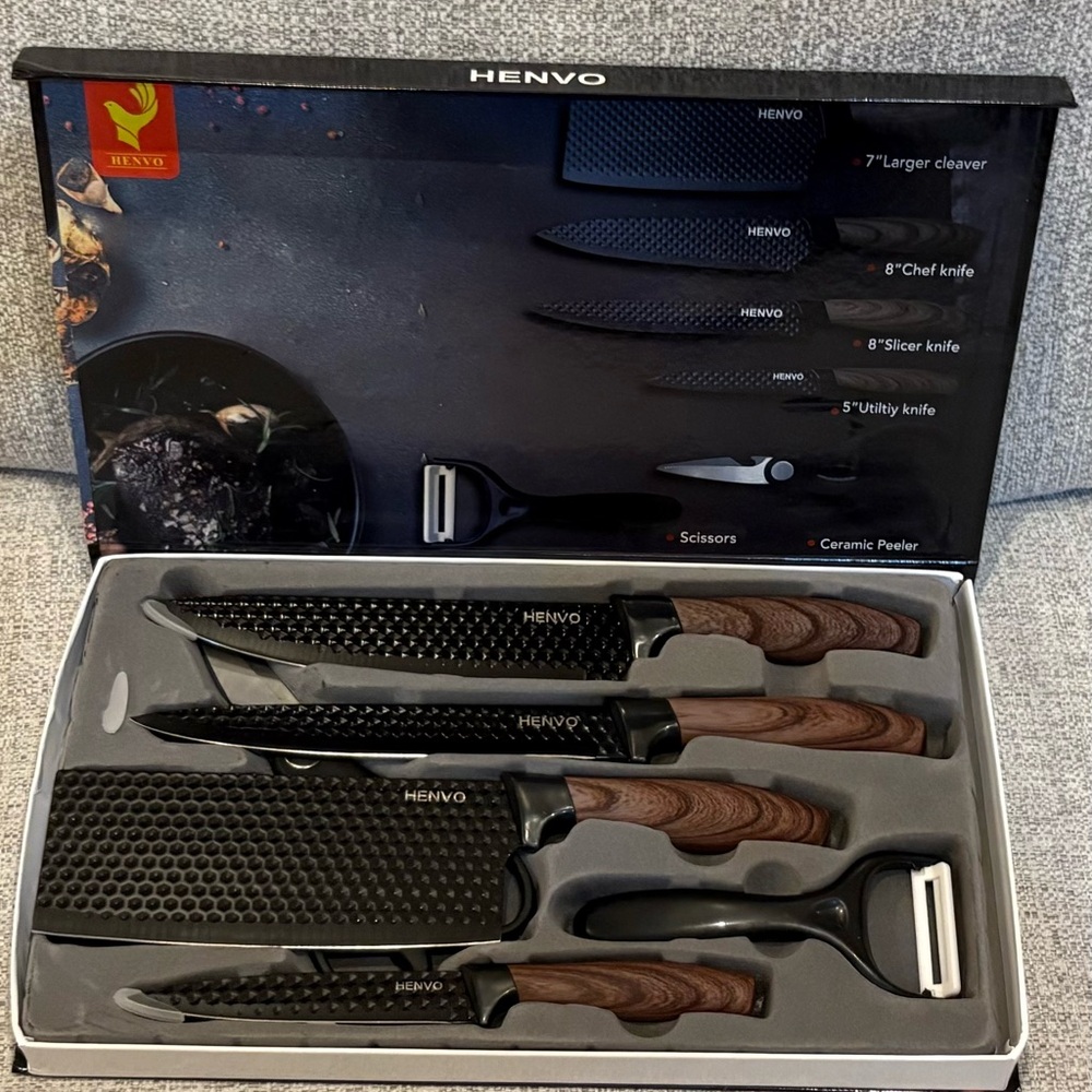 6 Pc Professional Kitchen Knife Set High Carbon Forged Stainless Steel